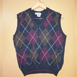 Men's Argyle Sweater Vest - Grey, Brown, and Burgundy
